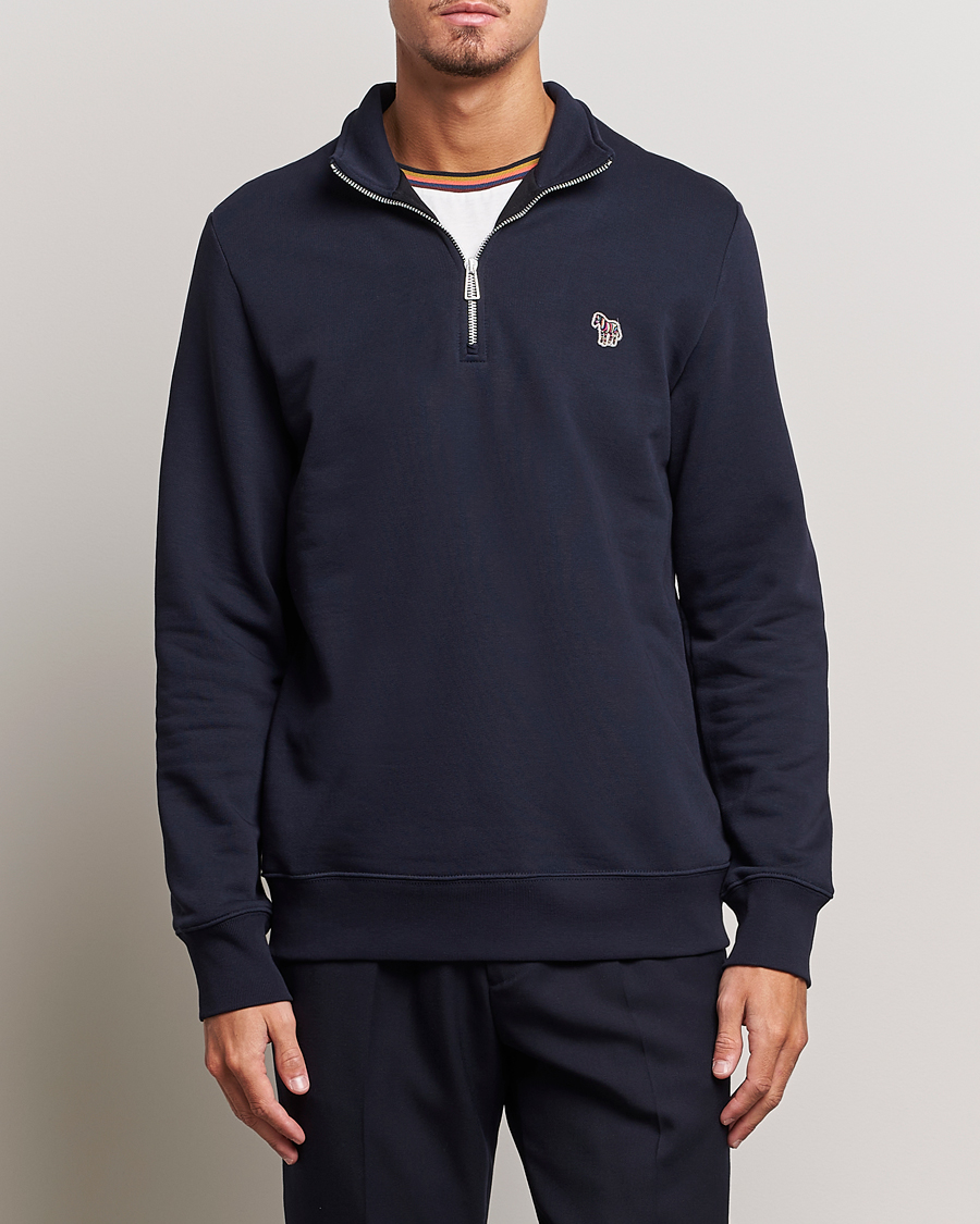 Hombres | Jerséis y prendas de punto | PS Paul Smith | Zebra Organic Cotton Sweat Half Zip Navy