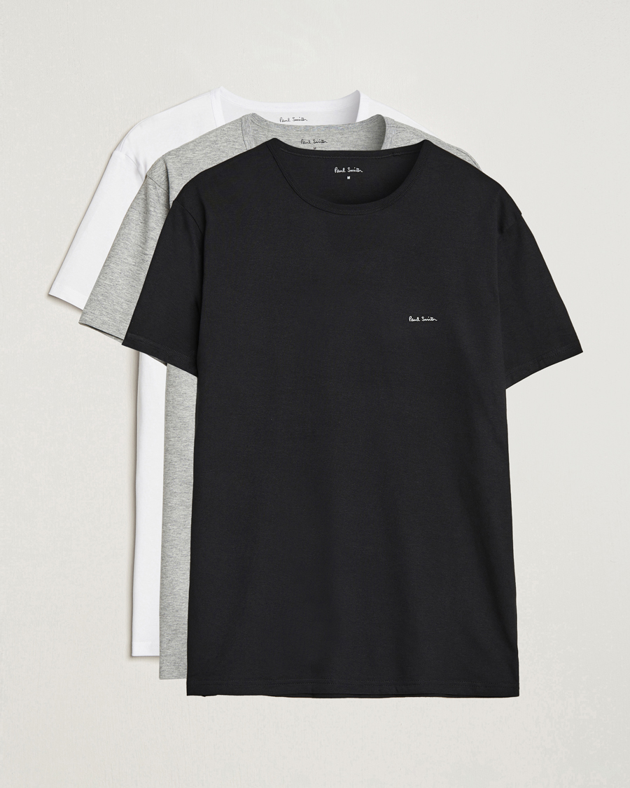 Hombres | Camisetas | Paul Smith | 3-Pack Crew Neck T-Shirt Black/Grey/White