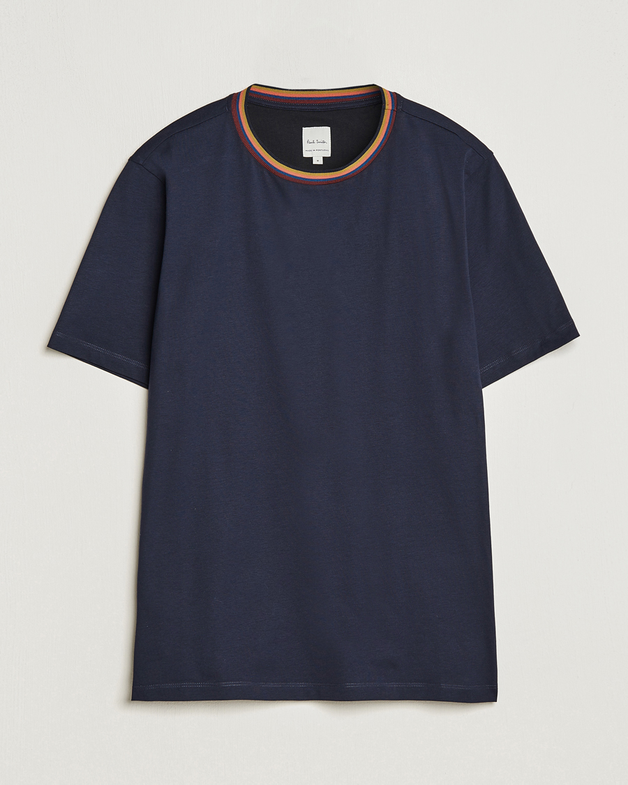 Hombres | Camisetas | Paul Smith | Stripe Rib Crew Neck T-Shirt Navy