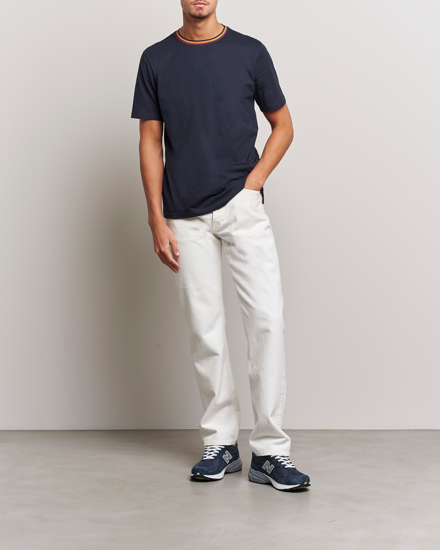 Hombres | Camisetas | Paul Smith | Stripe Rib Crew Neck T-Shirt Navy