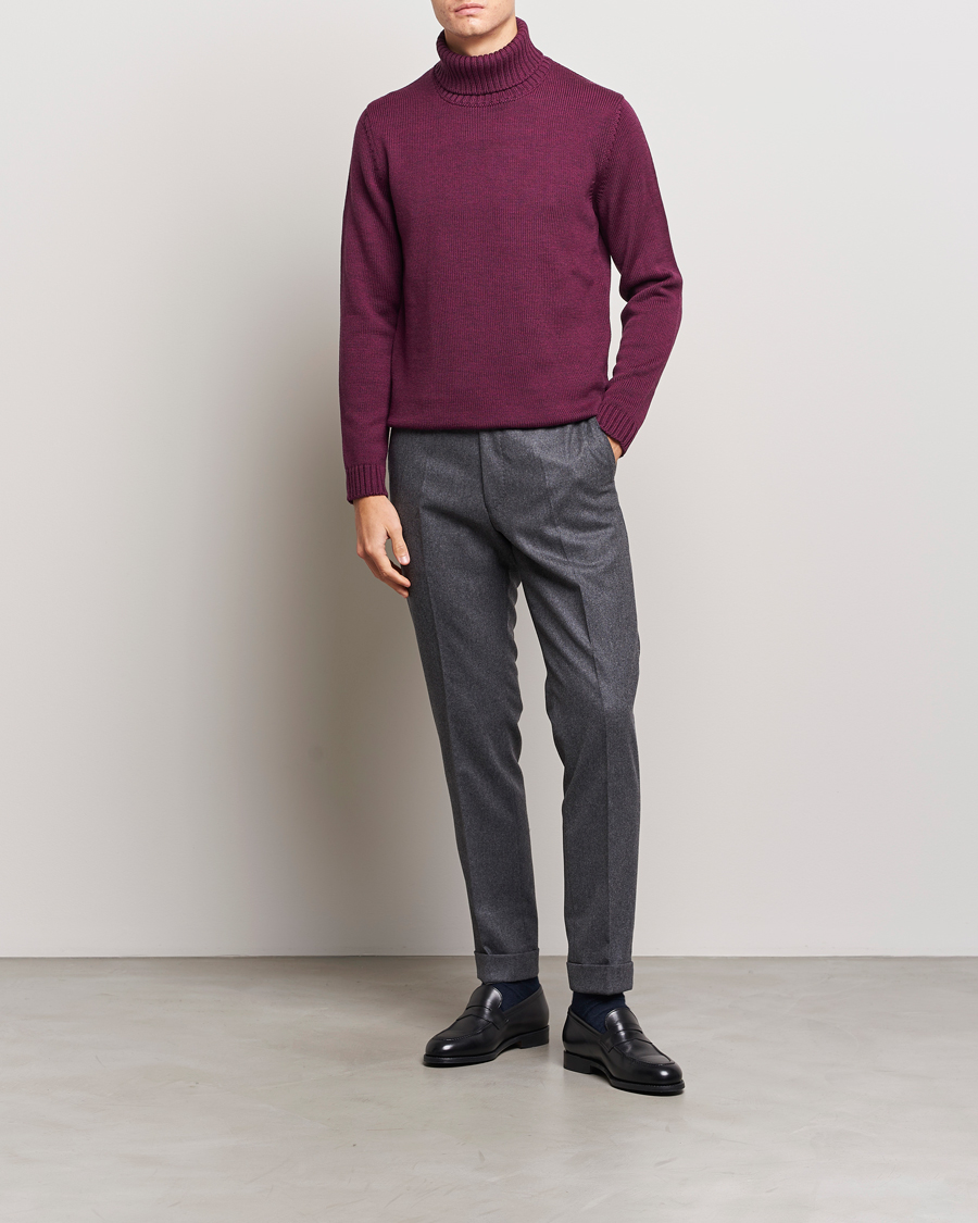 Hombres | Jerséis y prendas de punto | Zanone | Virgin Merino Wool Rollneck Burgundy
