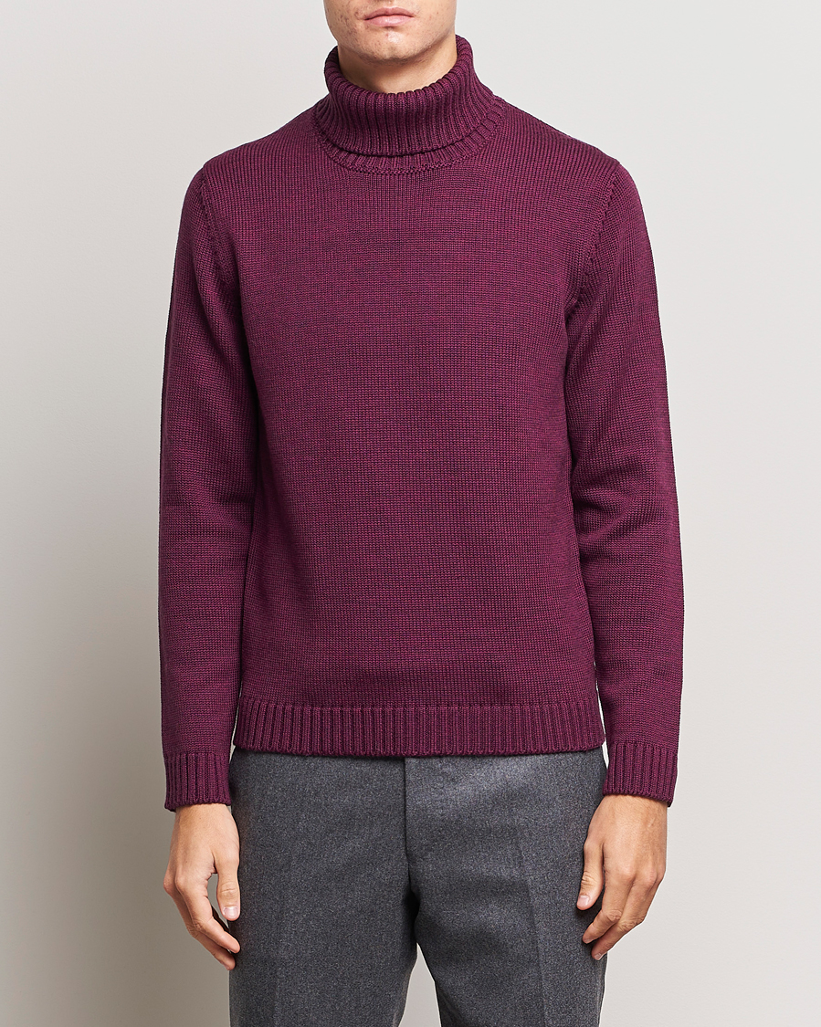 Hombres | Jerséis y prendas de punto | Zanone | Virgin Merino Wool Rollneck Burgundy