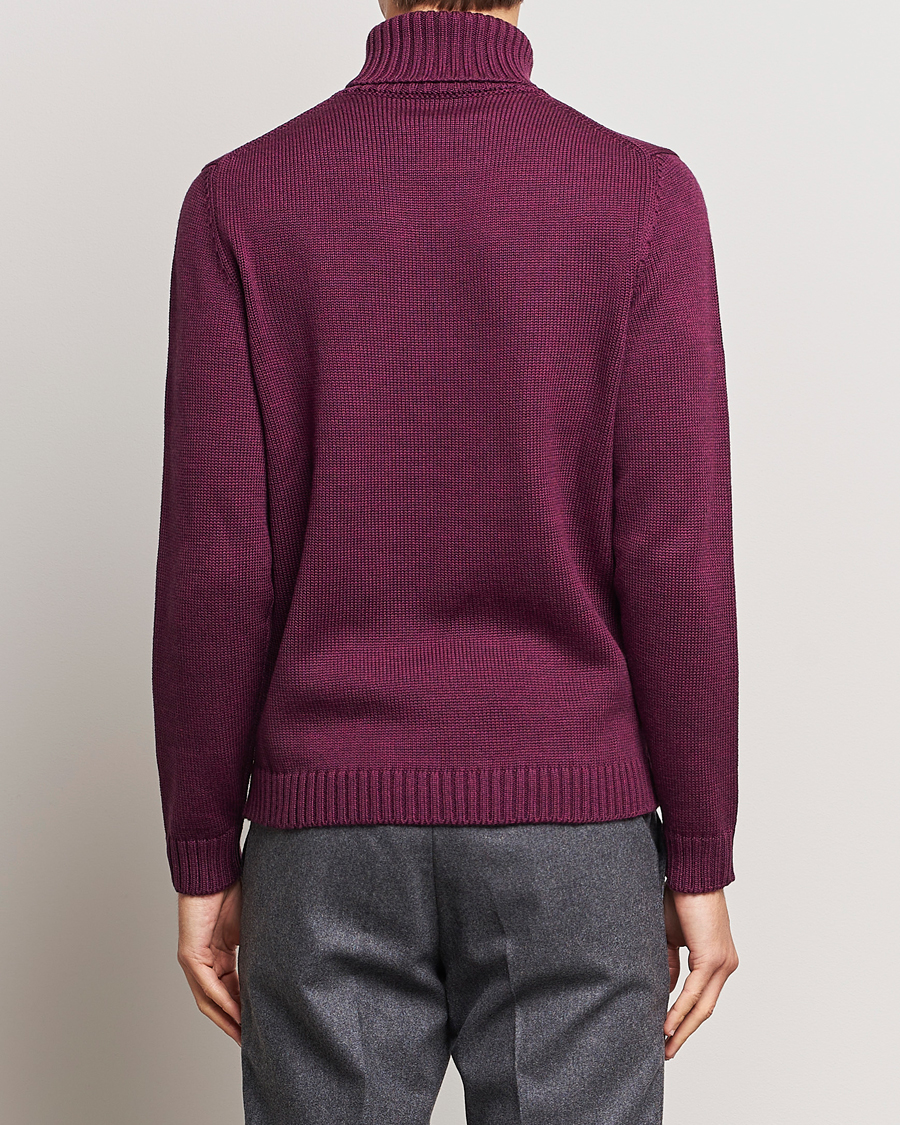 Hombres | Jerséis y prendas de punto | Zanone | Virgin Merino Wool Rollneck Burgundy