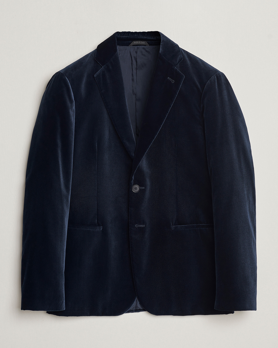 Hombres | Blazers | Giorgio Armani | Velvet Micro Blazer Navy