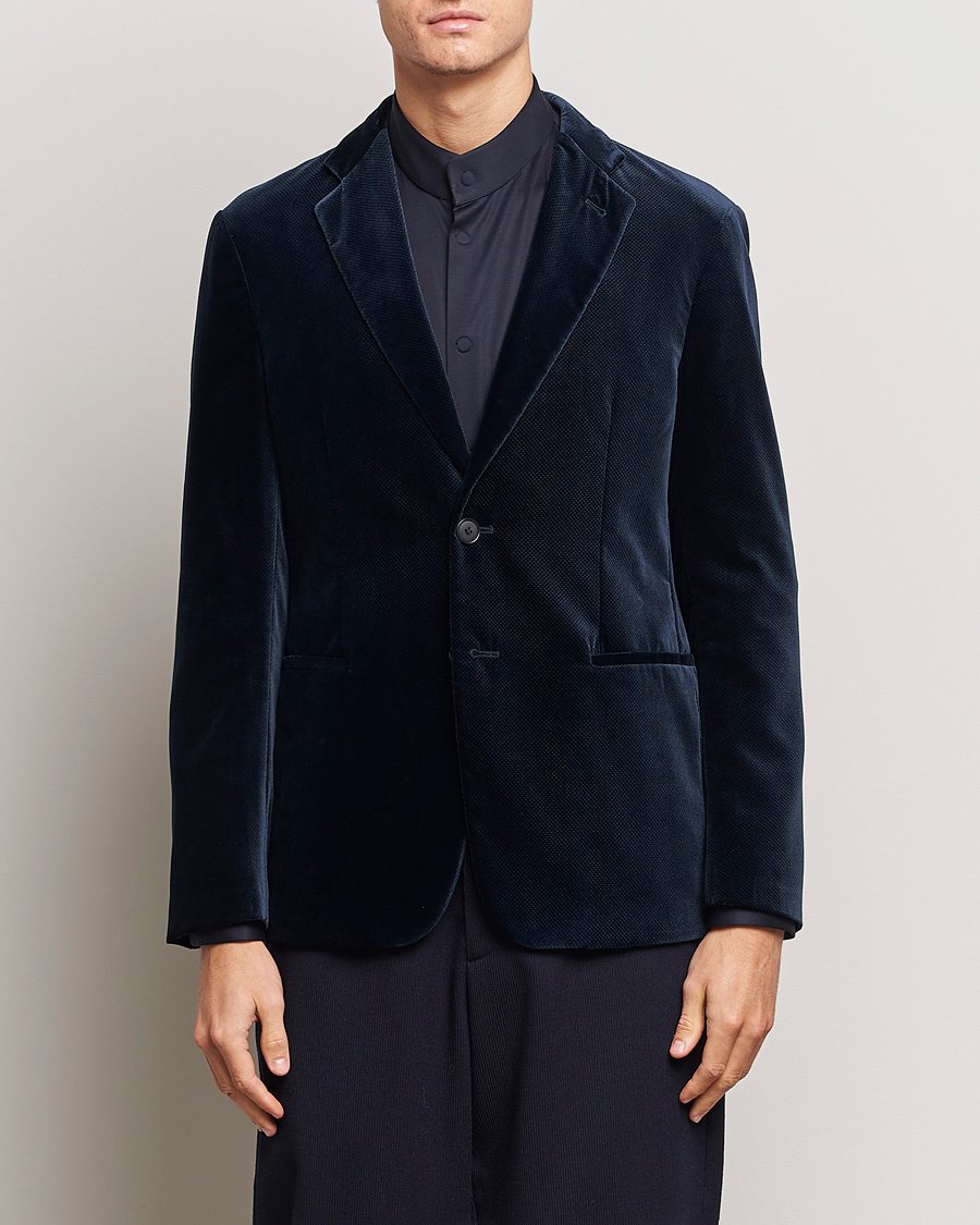 Hombres | Blazers | Giorgio Armani | Velvet Micro Blazer Navy