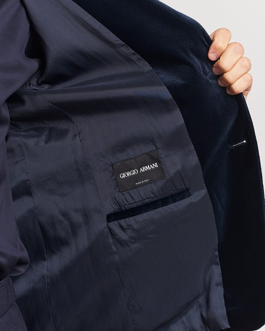 Hombres | Blazers | Giorgio Armani | Velvet Micro Blazer Navy