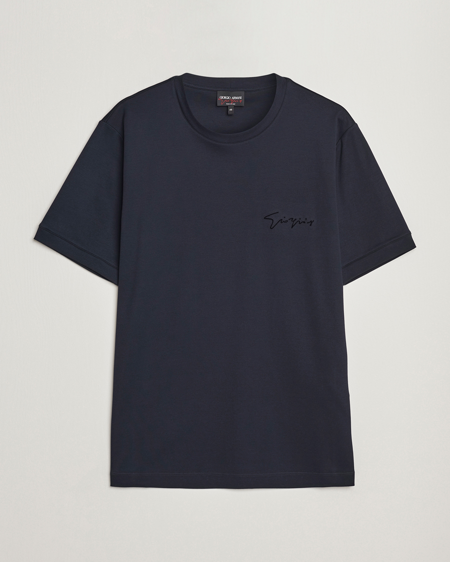 Hombres | Camisetas | Giorgio Armani | Embroidered Signature T-Shirt Navy
