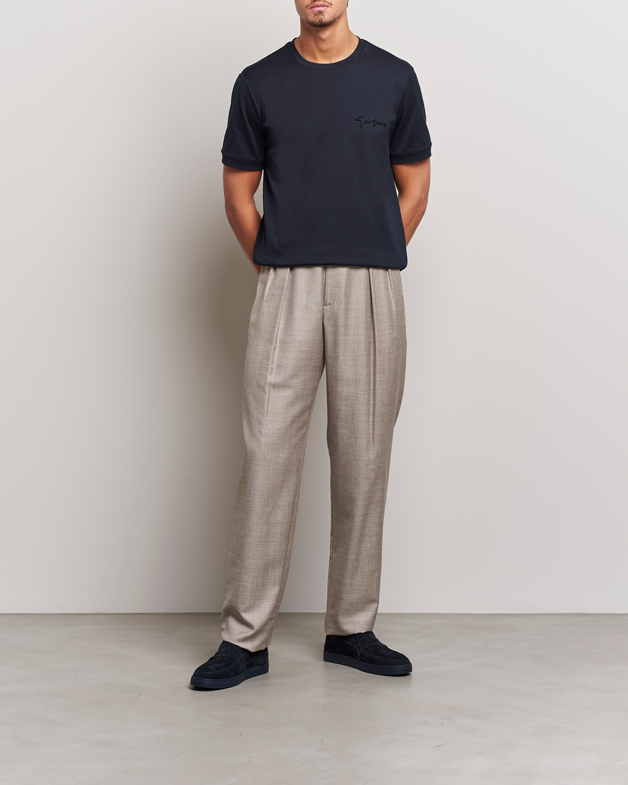 Hombres | Camisetas | Giorgio Armani | Embroidered Signature T-Shirt Navy