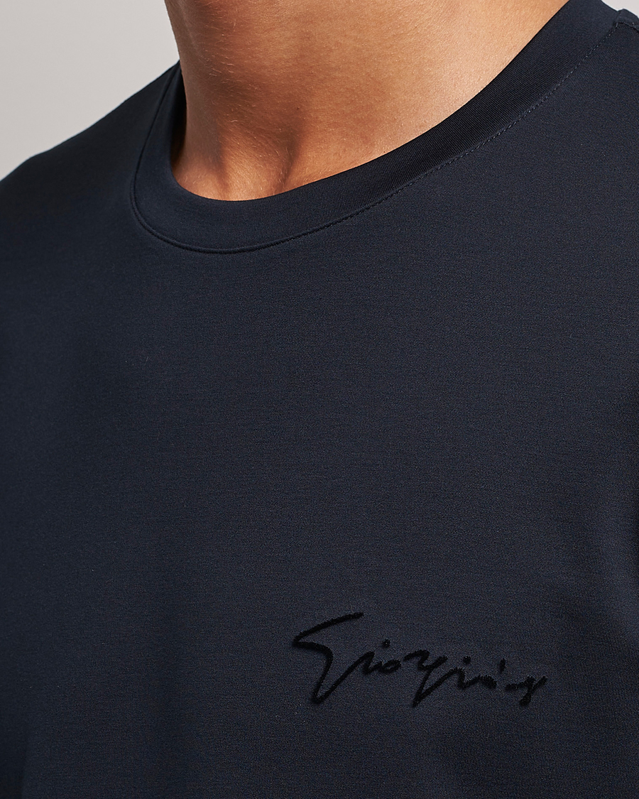 Hombres | Camisetas | Giorgio Armani | Embroidered Signature T-Shirt Navy