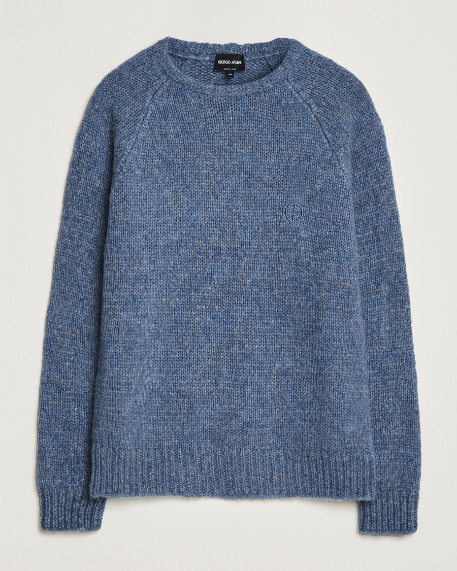 Hombres | Jerséis y prendas de punto | Giorgio Armani | Alpaca Wool Sweater Light Blue