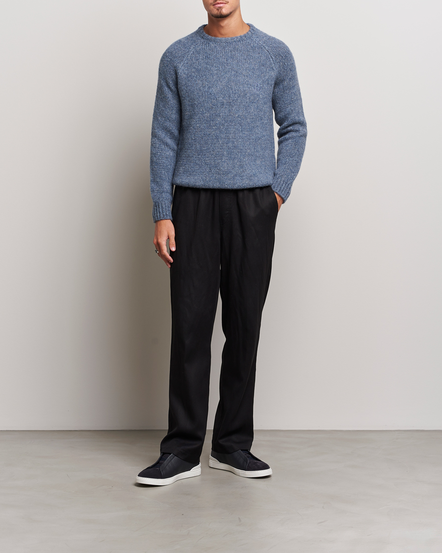 Hombres | Jerséis y prendas de punto | Giorgio Armani | Alpaca Wool Sweater Light Blue