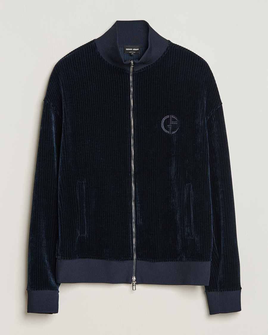 Hombres | Jerséis y prendas de punto | Giorgio Armani | Jersey Corduroy Zip Sweater Navy