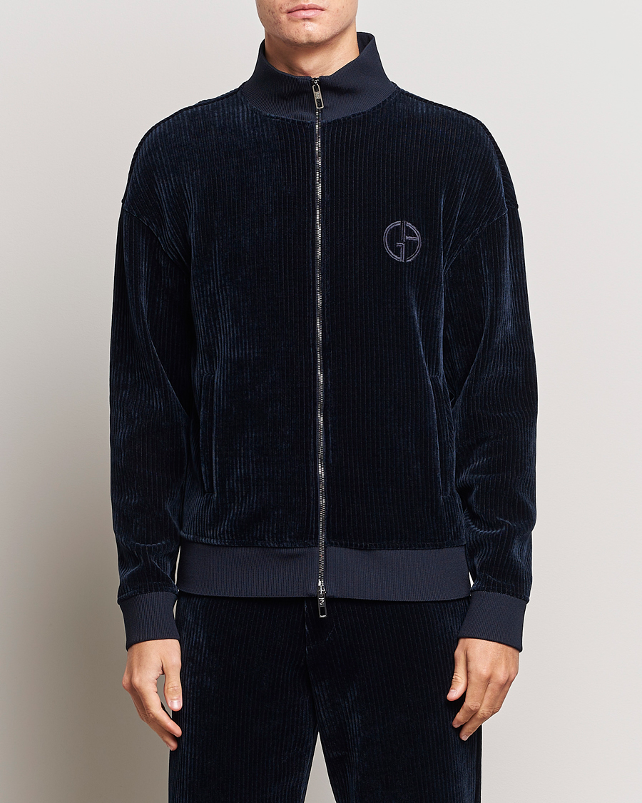 Hombres | Jerséis y prendas de punto | Giorgio Armani | Jersey Corduroy Zip Sweater Navy
