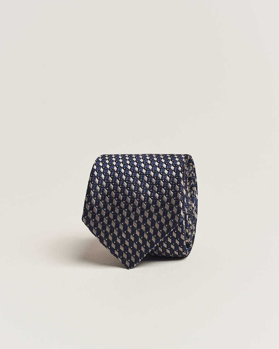 Hombres | Giorgio Armani Jacquard Silk Tie Navy/Grey | Giorgio Armani | Jacquard Silk Tie Navy/Grey