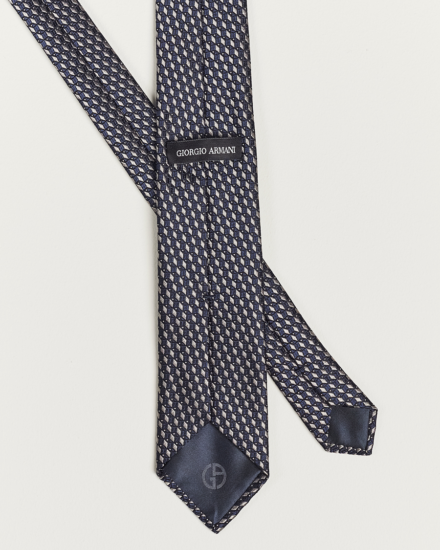 Hombres | Giorgio Armani Jacquard Silk Tie Navy/Grey | Giorgio Armani | Jacquard Silk Tie Navy/Grey