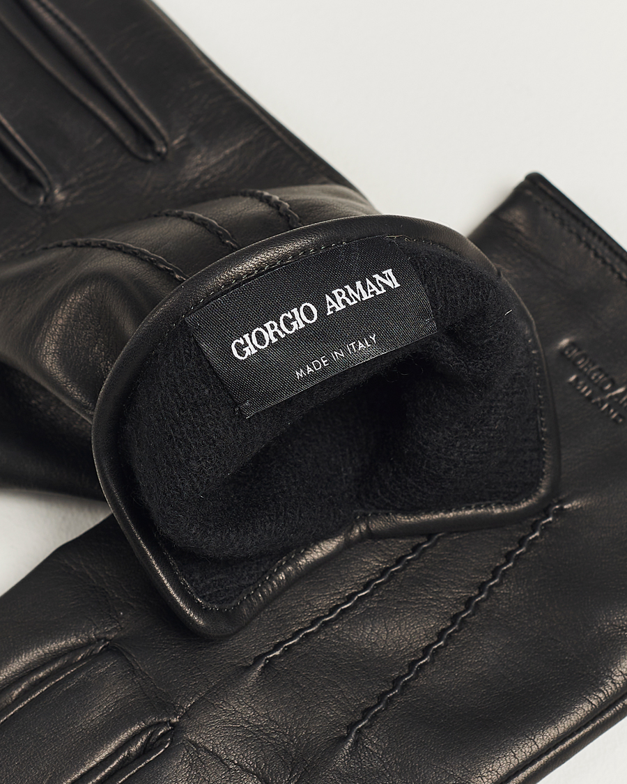 Hombres |  | Giorgio Armani | Lamb Leather Gloves Black