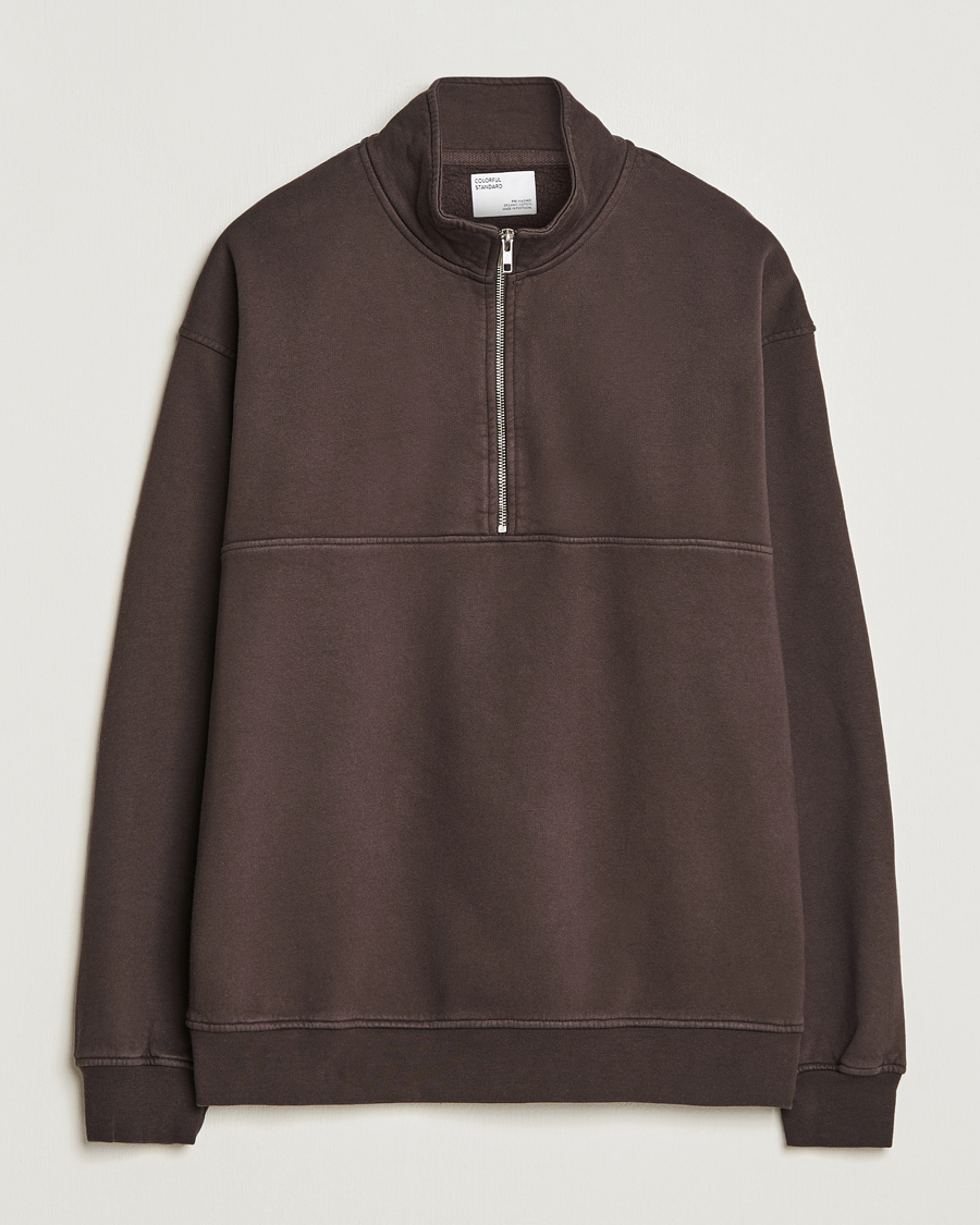 Hombres | Jerséis y prendas de punto | Colorful Standard | Classic Organic Half-Zip Coffee Brown