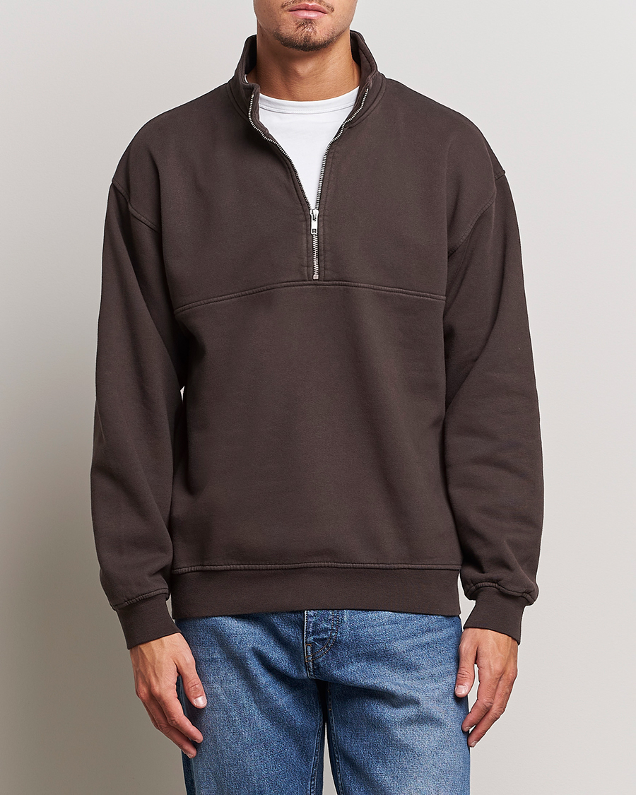 Hombres | Jerséis y prendas de punto | Colorful Standard | Classic Organic Half-Zip Coffee Brown