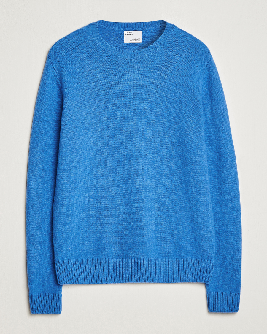 Hombres | Jerséis y prendas de punto | Colorful Standard | Classic Merino Wool Crew Neck Pacific Blue