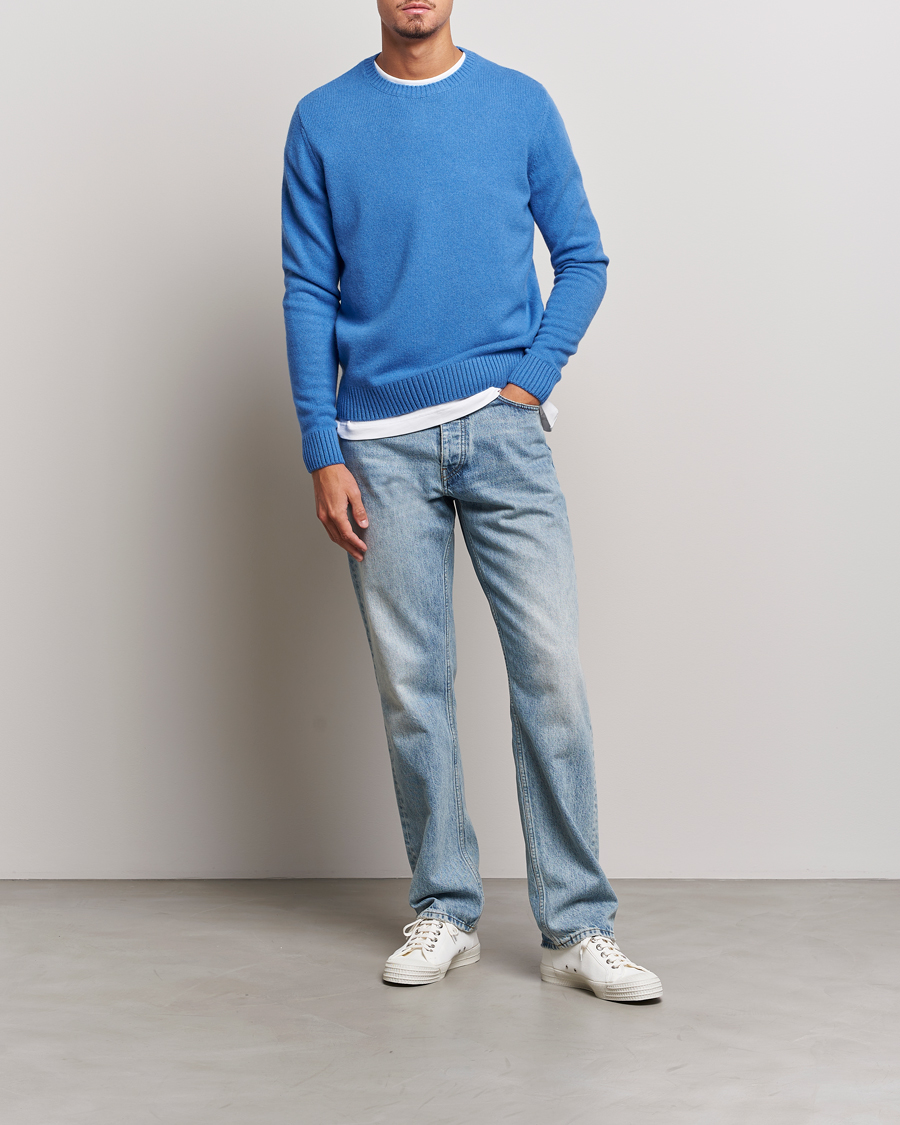 Hombres | Jerséis y prendas de punto | Colorful Standard | Classic Merino Wool Crew Neck Pacific Blue