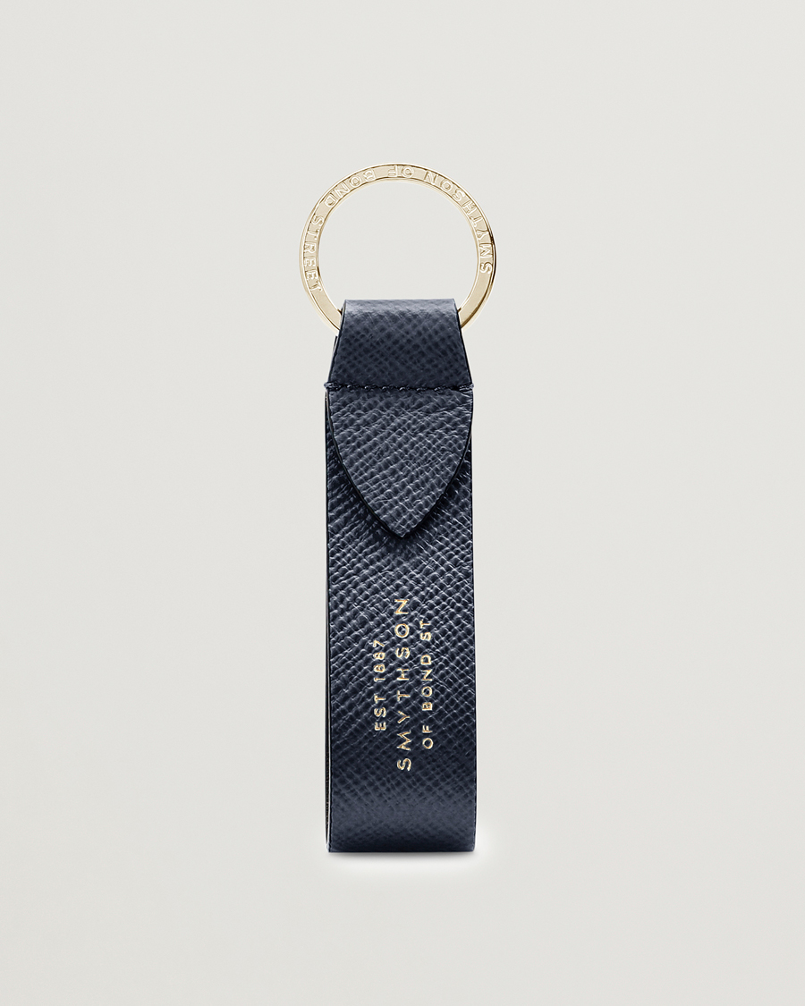 Hombres | llaveros | Smythson | Panama Leather Keyring Navy