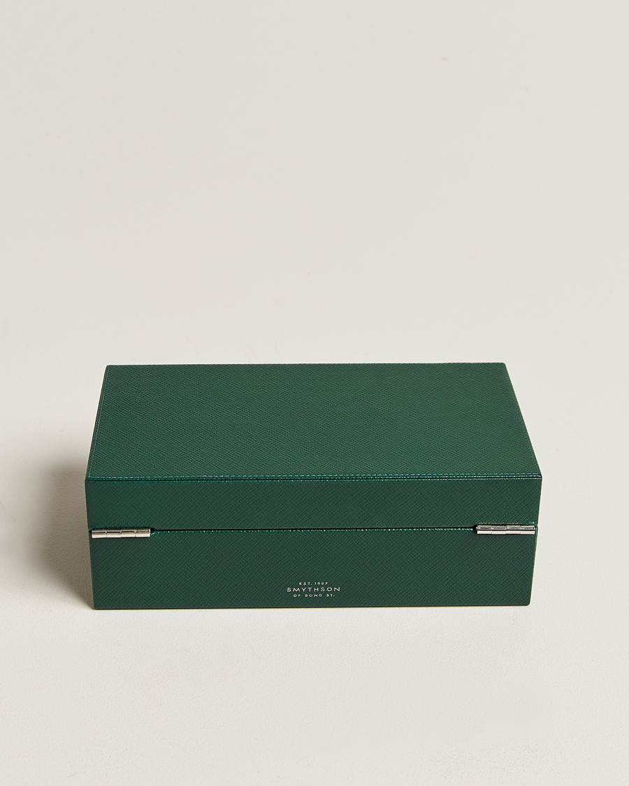 Hombres | Smythson Panama Lockable Watch And Cufflink Box Forest Green | Smythson | Panama Lockable Watch And Cufflink Box Forest Green