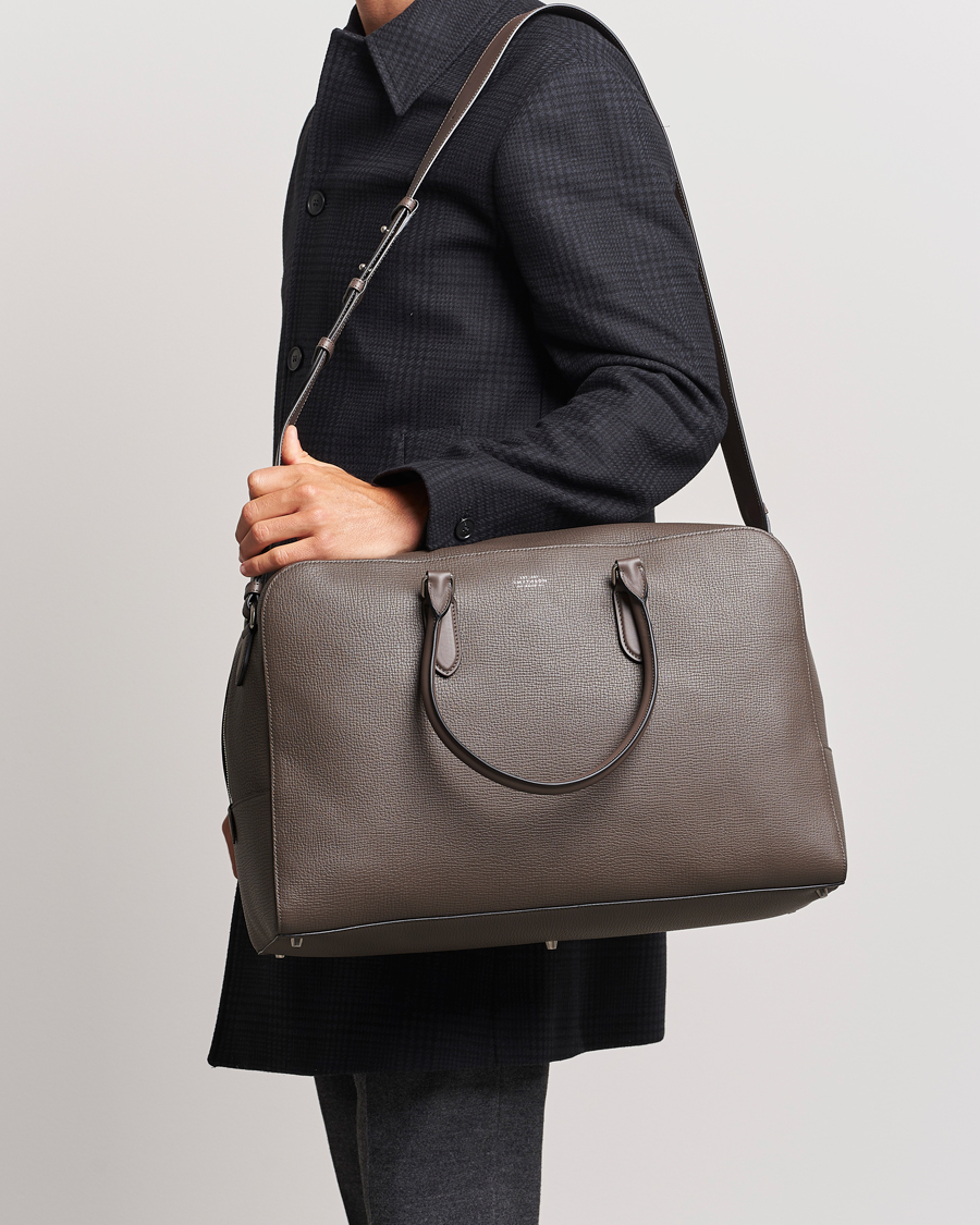 Men | Suitcases | Smythson | Ludlow Soft Travel Bag Dark Taupe