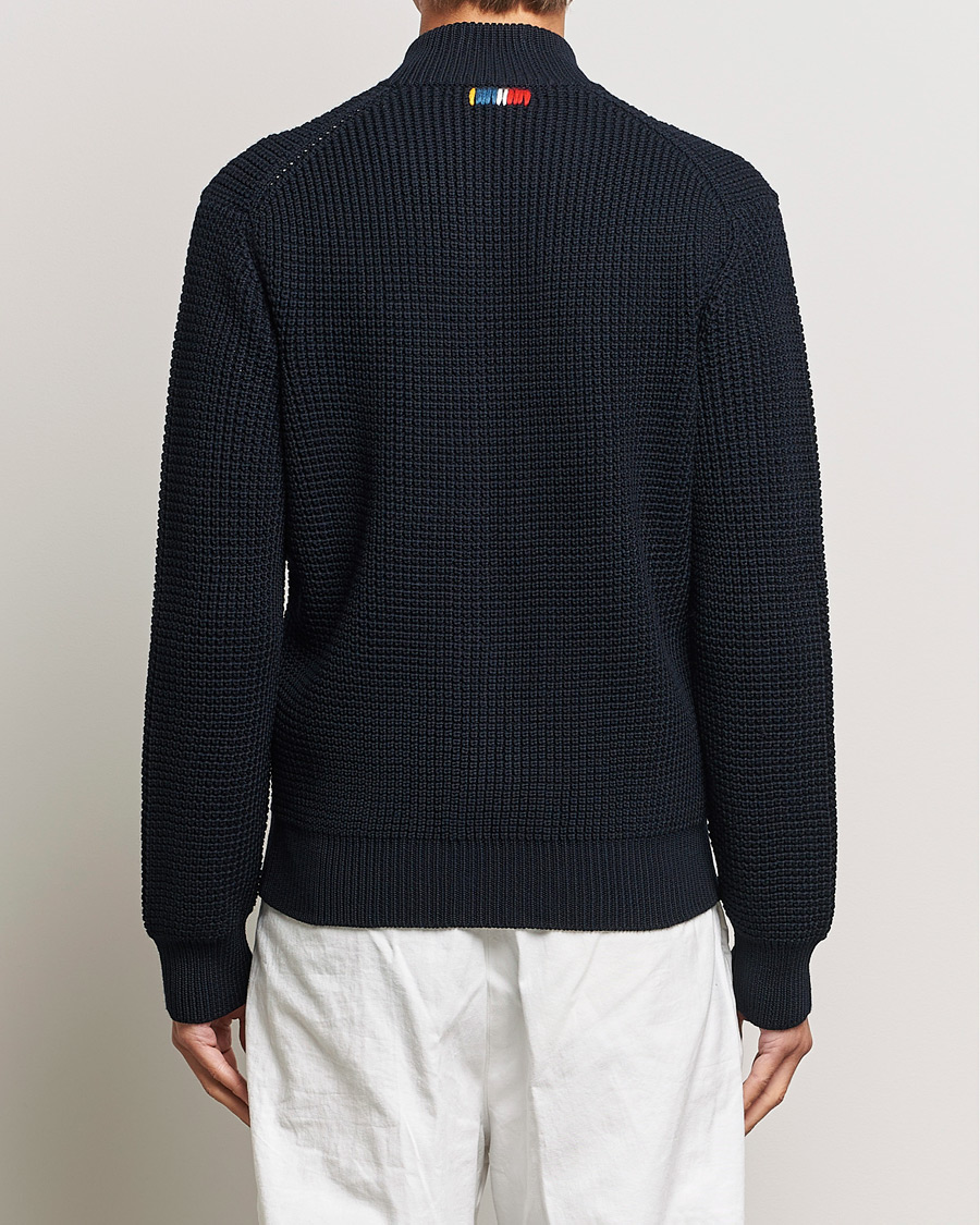 Hombres | Jerséis y prendas de punto | Orlebar Brown | Swan Merino Seed Stich Full Zip Night Iris