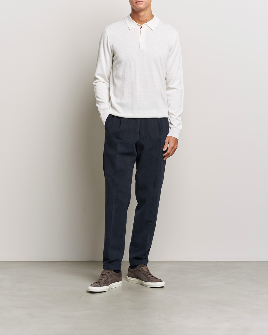 Hombres | Jerséis y prendas de punto | Orlebar Brown | Ebro OB Stripe Polo White Sand