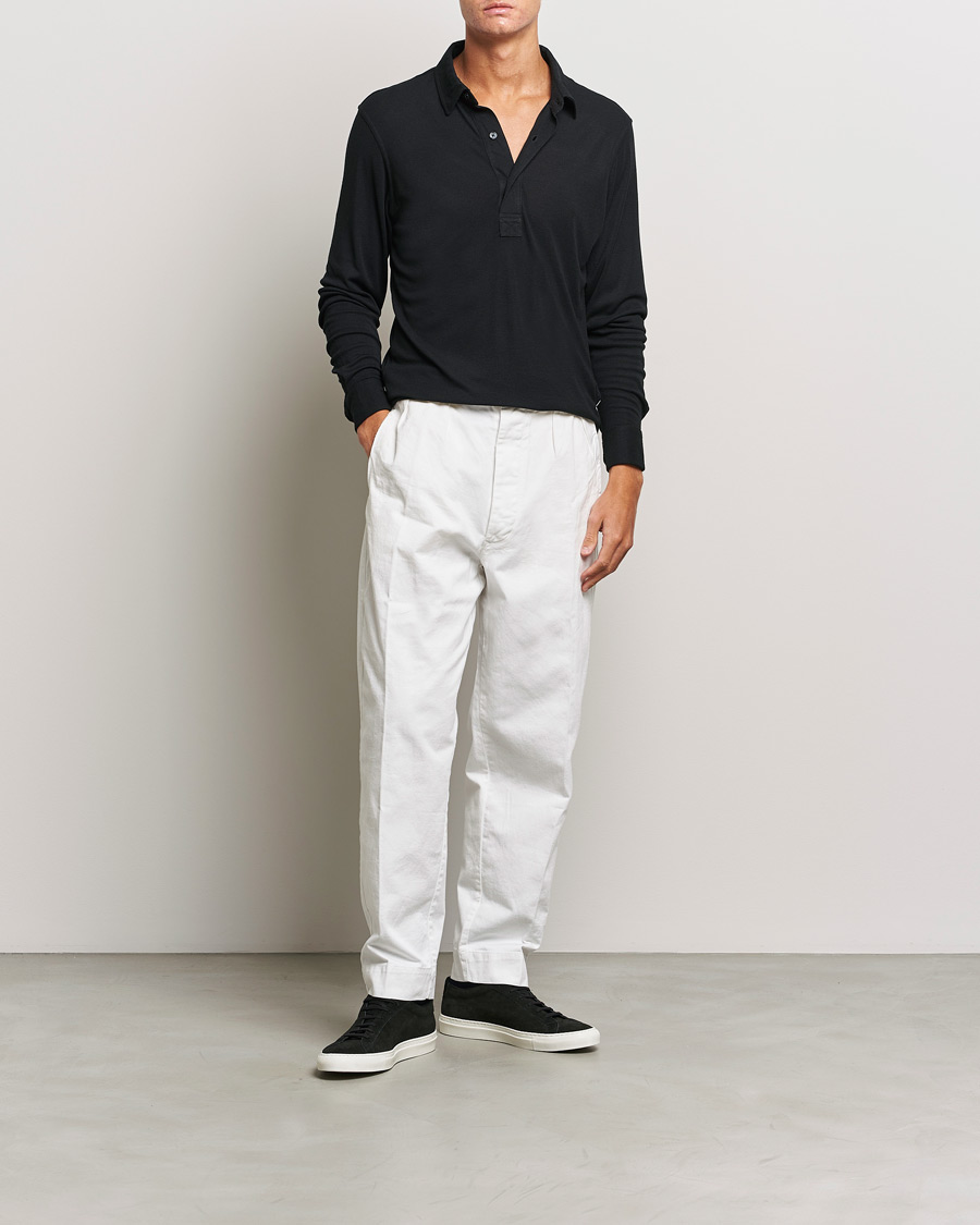 Hombres | Jerséis y prendas de punto | Orlebar Brown | Sebastian Long Sleeve Cashmere Polo Black