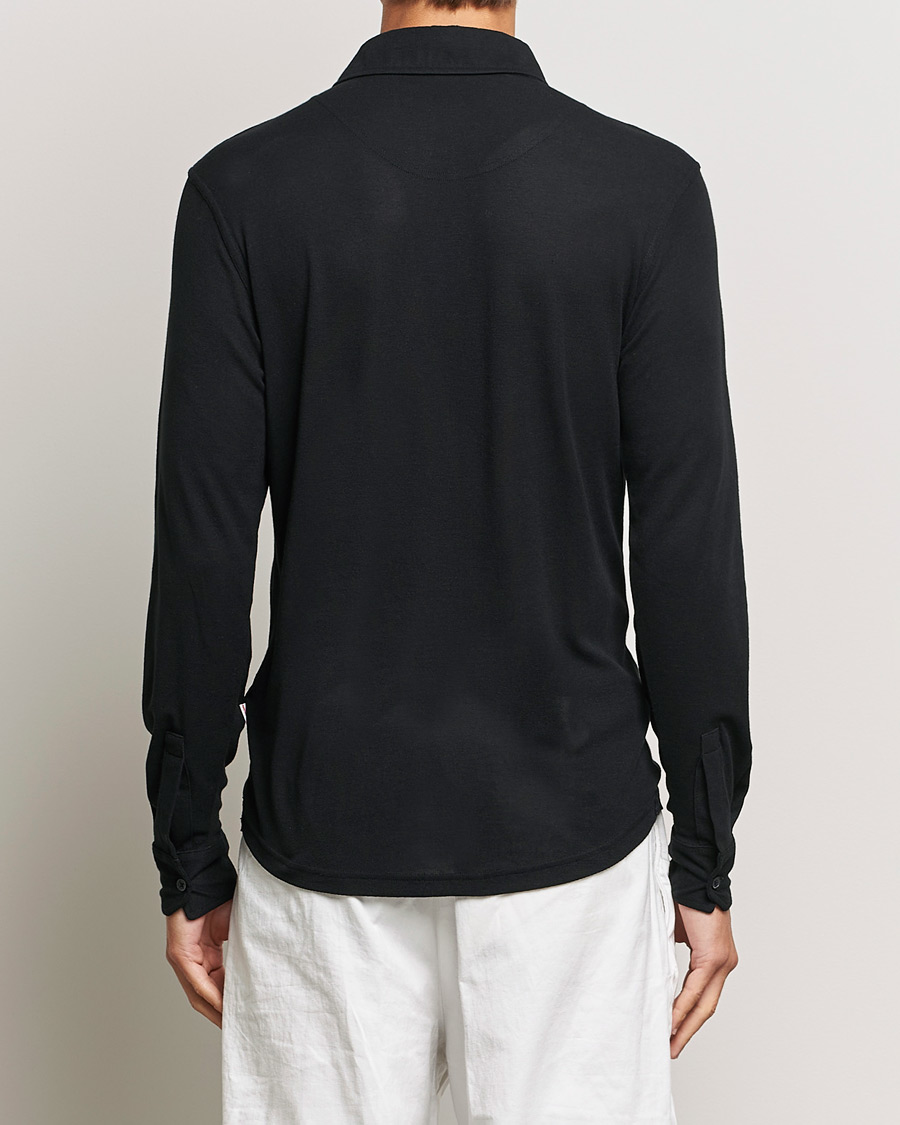 Hombres | Jerséis y prendas de punto | Orlebar Brown | Sebastian Long Sleeve Cashmere Polo Black