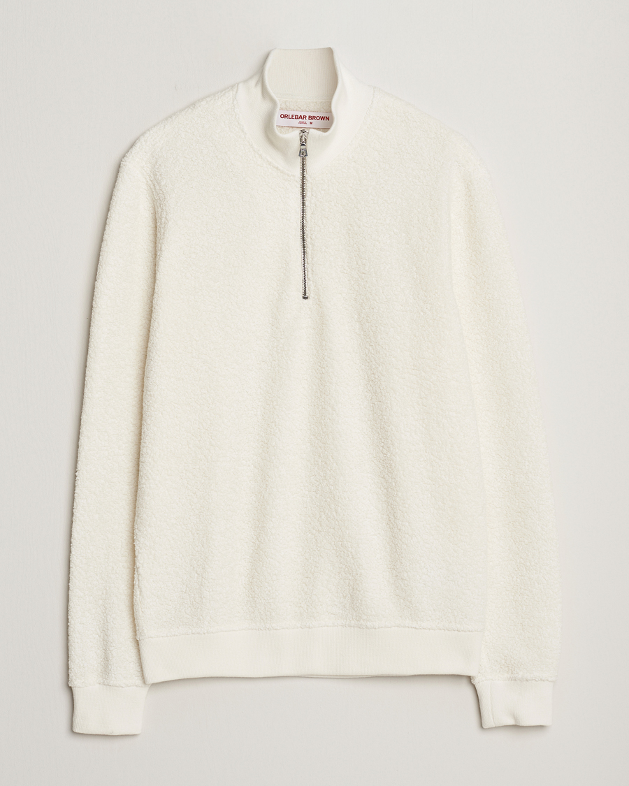 Hombres | Jerséis y prendas de punto | Orlebar Brown | Isar Fleece Cashmere Half-Zip White Sand
