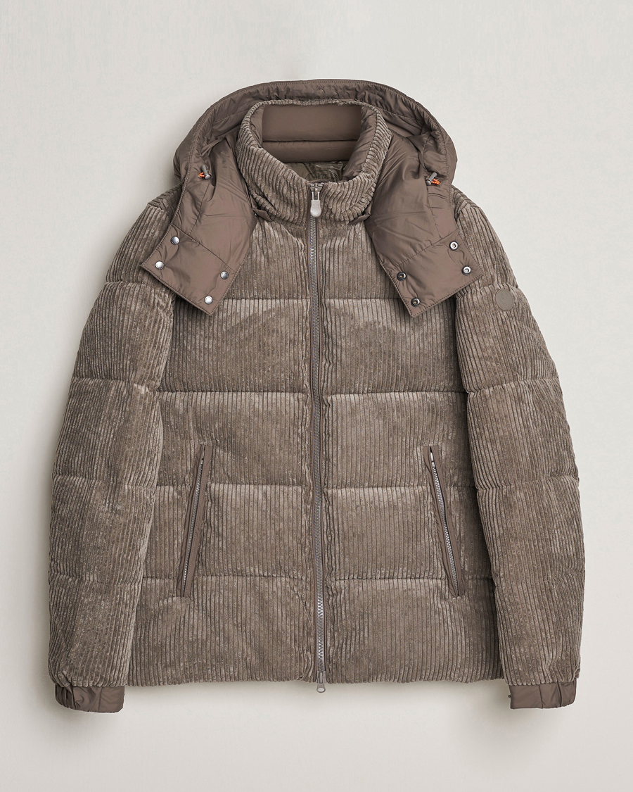 Hombres | Abrigos y chaquetas | Save The Duck | Albus Cord Padded Puffer Jacket Mud Grey