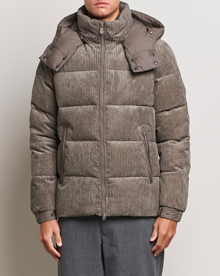 Hombres | Abrigos y chaquetas | Save The Duck | Albus Cord Padded Puffer Jacket Mud Grey