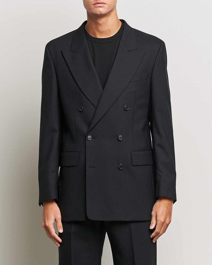 Hombres | Blazers | Sunflower | Double Breasted Wool Blazer Black
