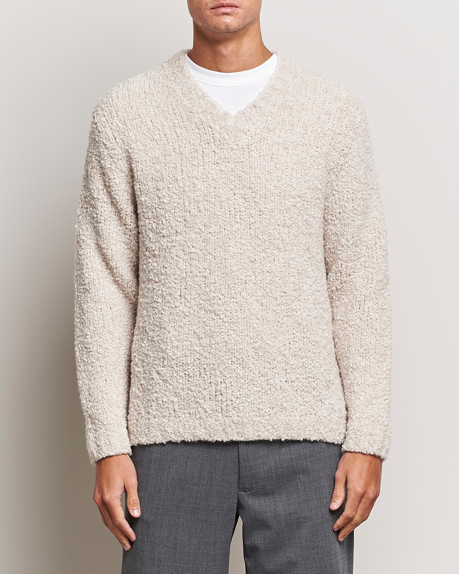 Hombres | Jerséis y prendas de punto | Sunflower | Aske Boucle Sweater Off White