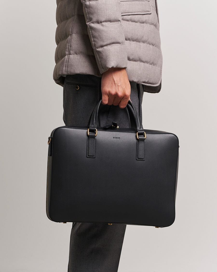 Hombres | Formal Wear | Mismo | Morris Full Grain Leather Briefcase Black