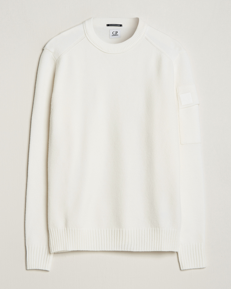 Hombres | Jerséis y prendas de punto | C.P. Company | Metropolis Knitted Wool Crew Neck White