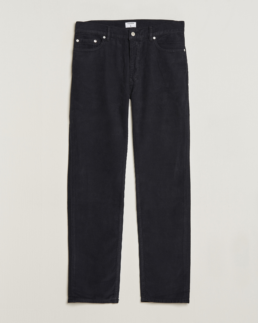 Hombres | Pantalones | Filippa K | Straight Fit Garment Dyed Corduroy Pants Black