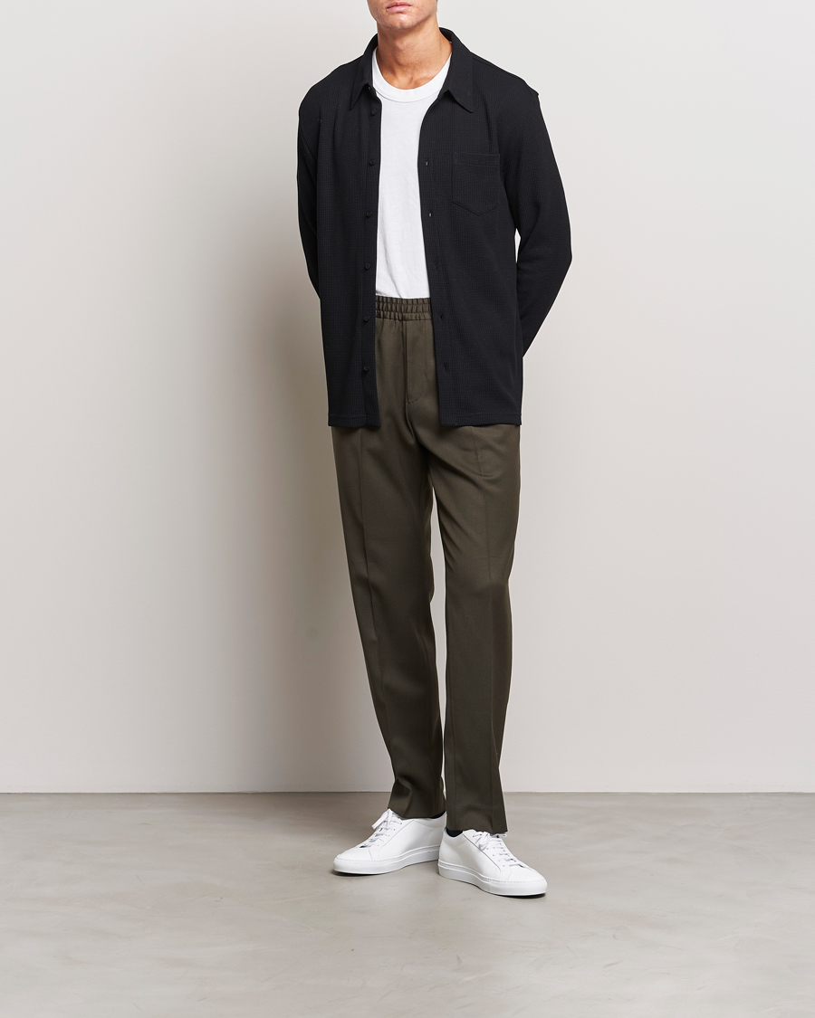 Hombres | Pantalones | Filippa K | Relaxed Terry Wool Trousers Dark Forest Green