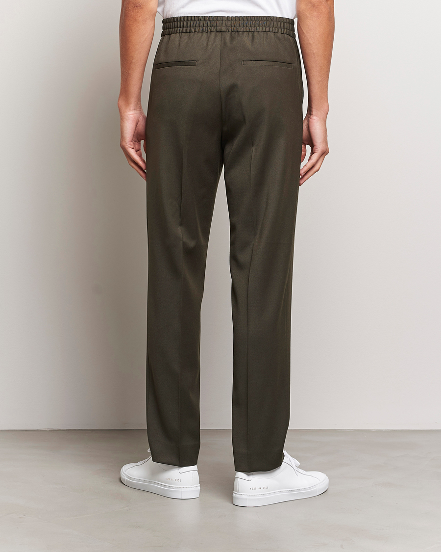 Hombres | Pantalones | Filippa K | Relaxed Terry Wool Trousers Dark Forest Green