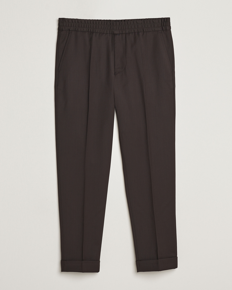 Hombres | Pantalones | Filippa K | Terry Wool Trousers Dark Brown