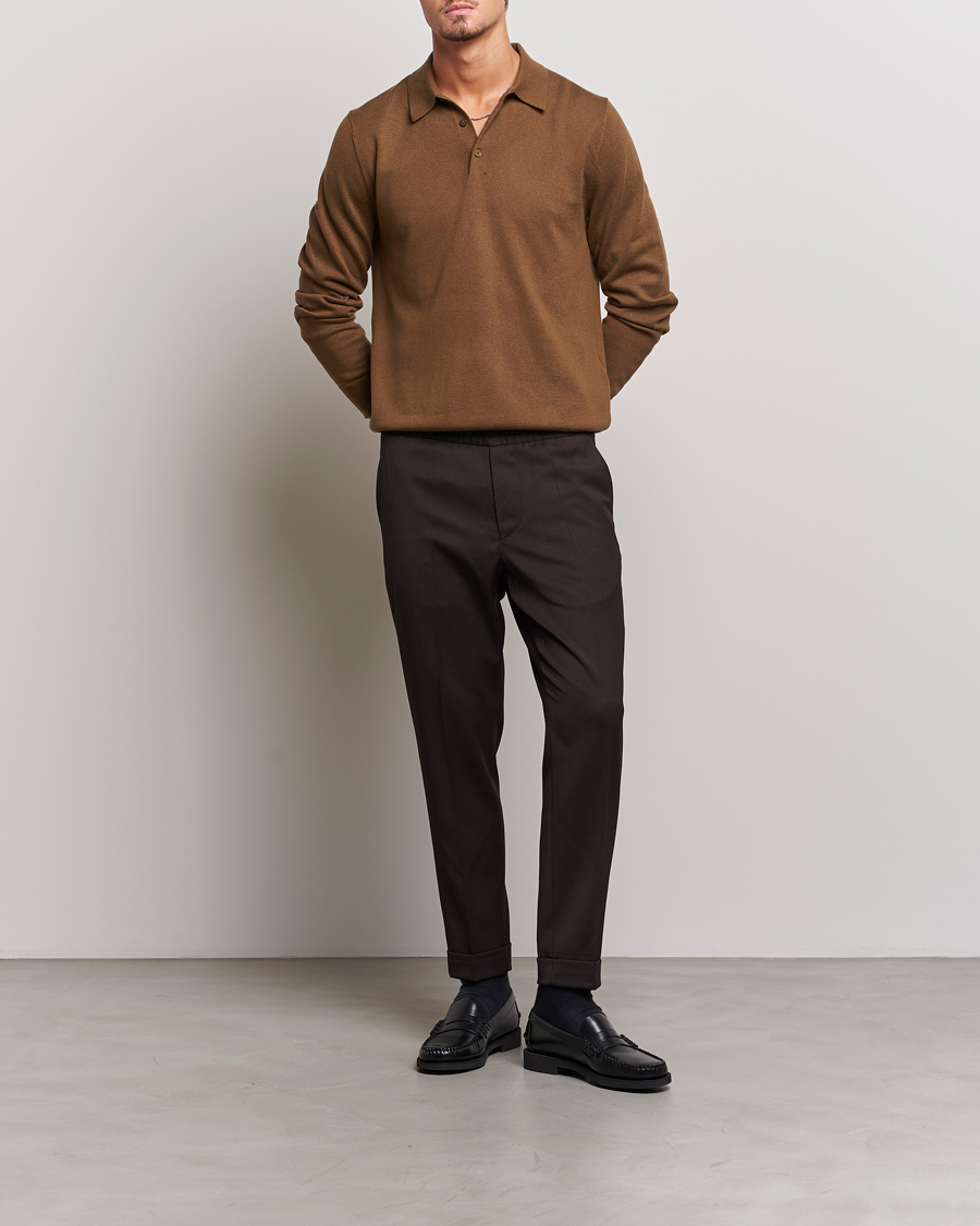 Hombres | Pantalones | Filippa K | Terry Wool Trousers Dark Brown
