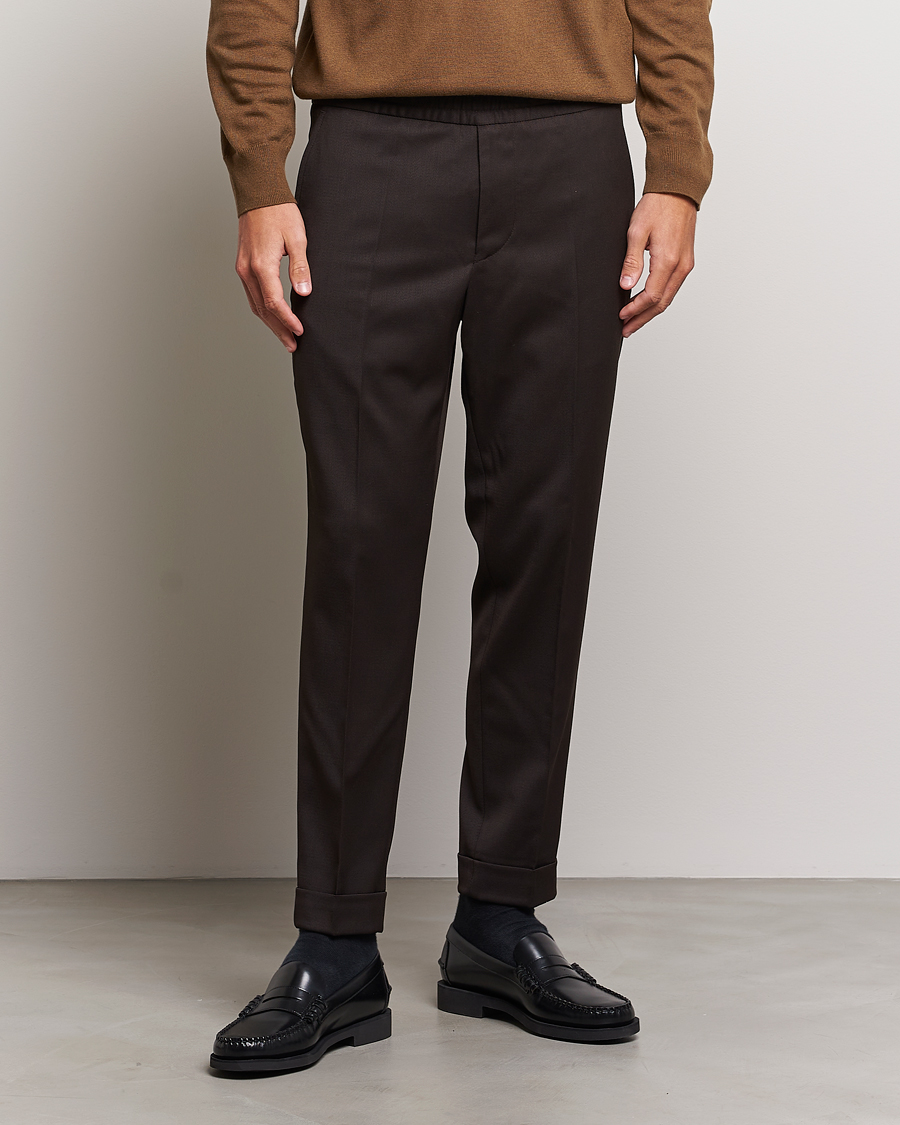 Hombres | Pantalones | Filippa K | Terry Wool Trousers Dark Brown