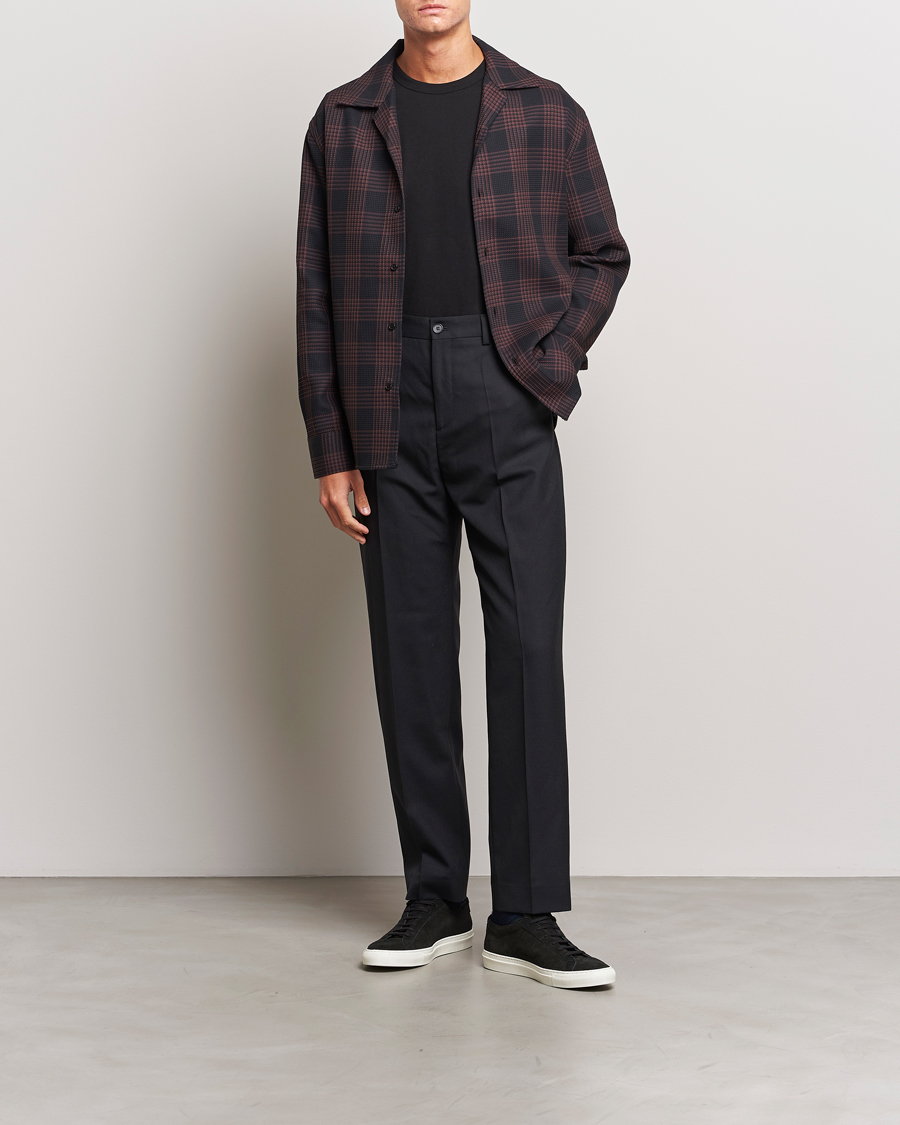Hombres | Camisas | Filippa K | Waffle Checked Resort Shirt Dark Chocolate/Black