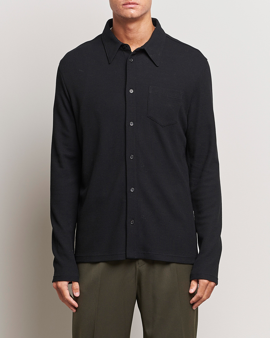 Hombres | Camisas | Filippa K | Waffle Jersey Shirt Black