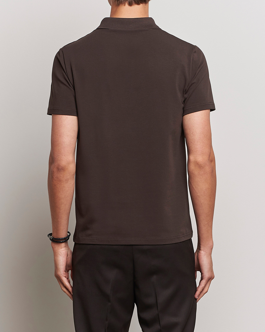 Hombres | Polos | Filippa K | Soft Lycra Polo T-Shirt Dark Chocolate