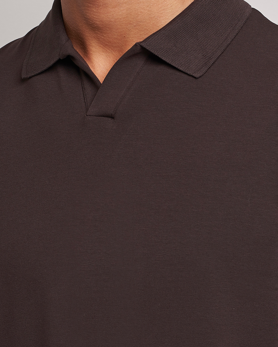 Hombres | Polos | Filippa K | Soft Lycra Polo T-Shirt Dark Chocolate