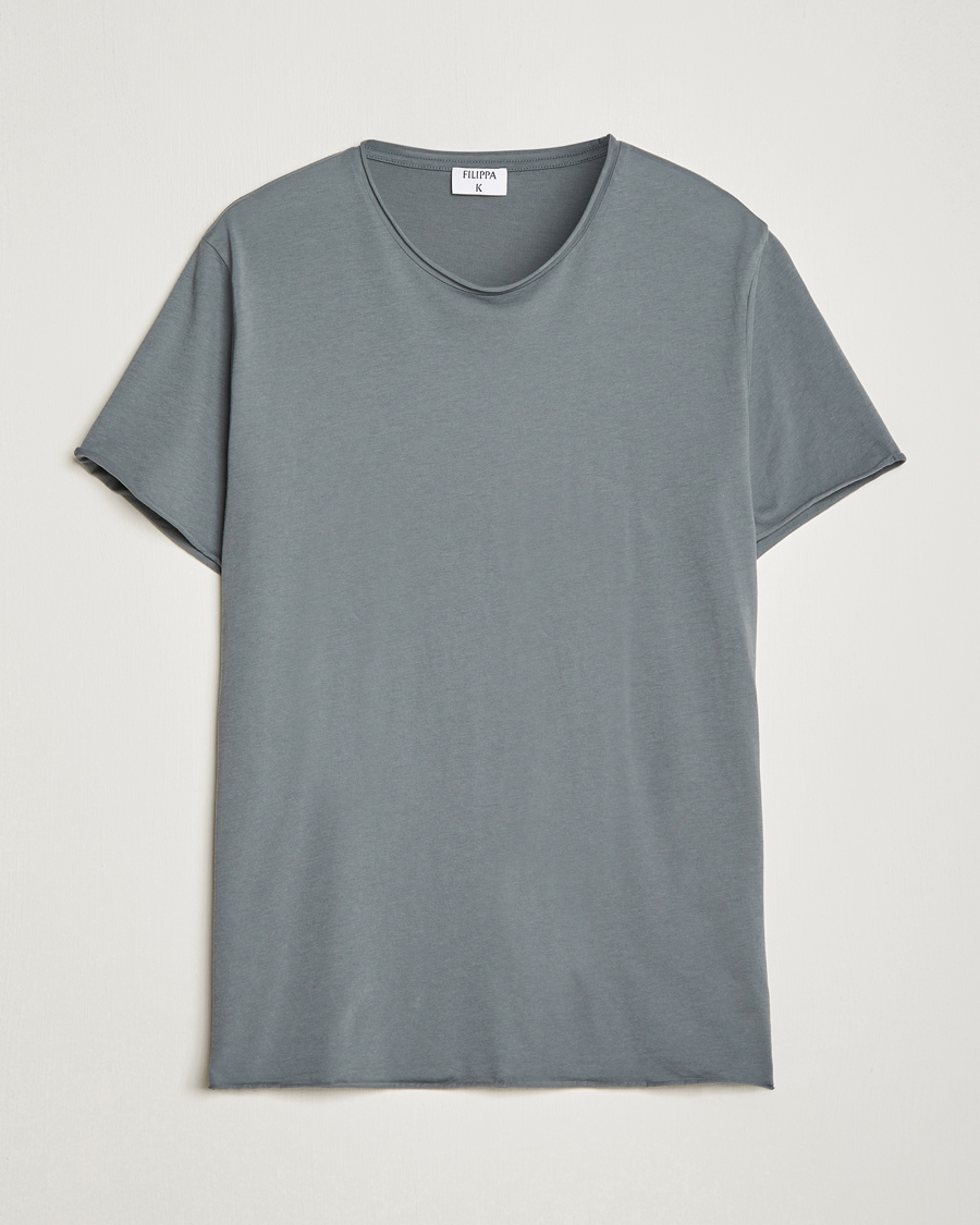 Hombres | Camisetas | Filippa K | Roll Neck T-Shirt Smoke Green