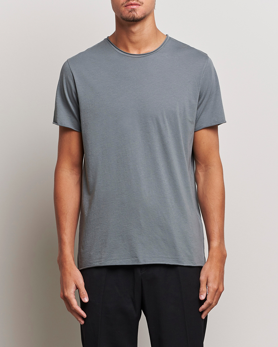 Hombres | Camisetas | Filippa K | Roll Neck T-Shirt Smoke Green